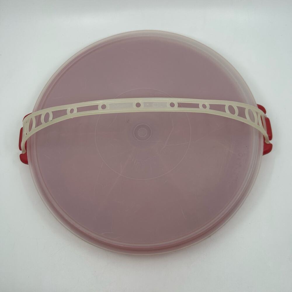 Red Tupperware Divided Tray Cariolier Party Veggie Platter W/Lid & Handle White